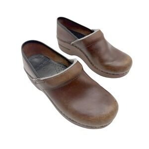 Dansko Womens Sz 36 Brown Oiled Leather Slip On Professional Clogs Comfort
